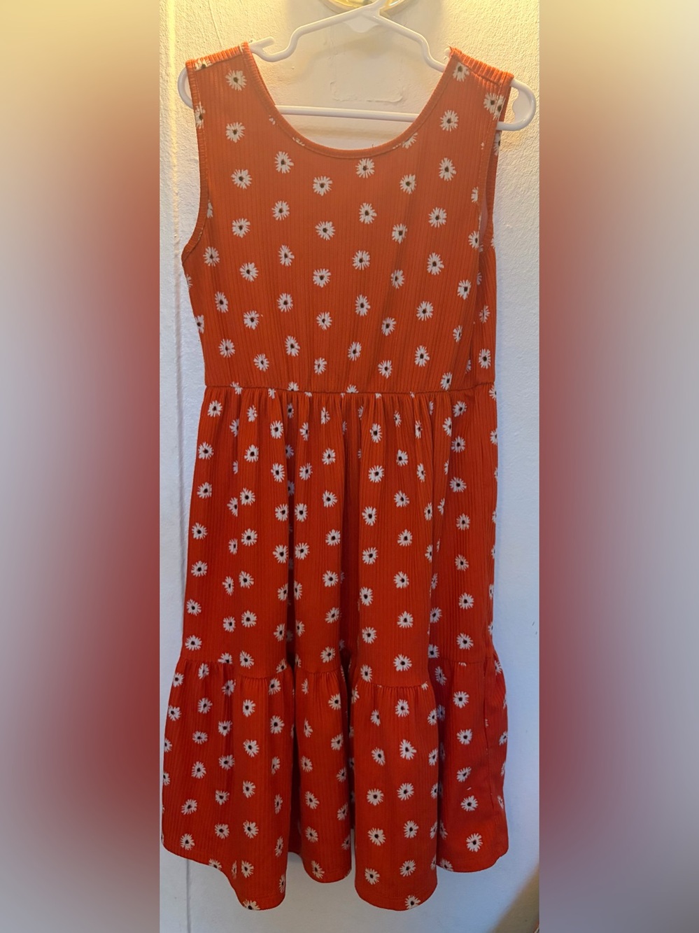 Girls' Orange Floral Tiered Sundress